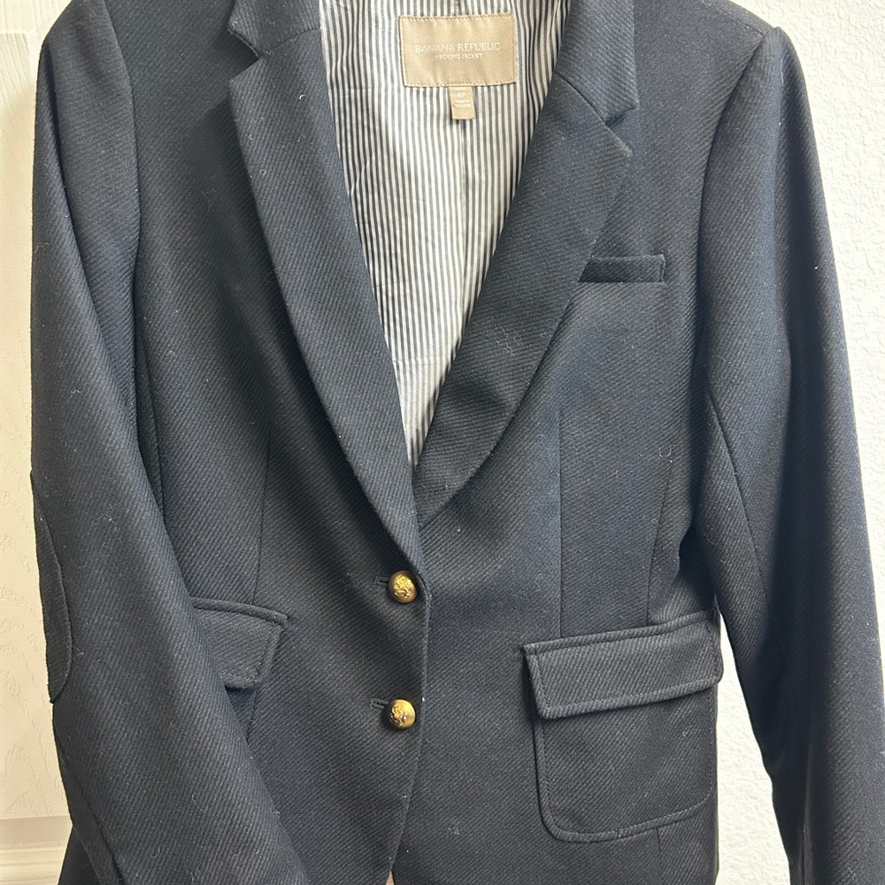 Banana Republic Elegant Black Blazer with Gold Accents